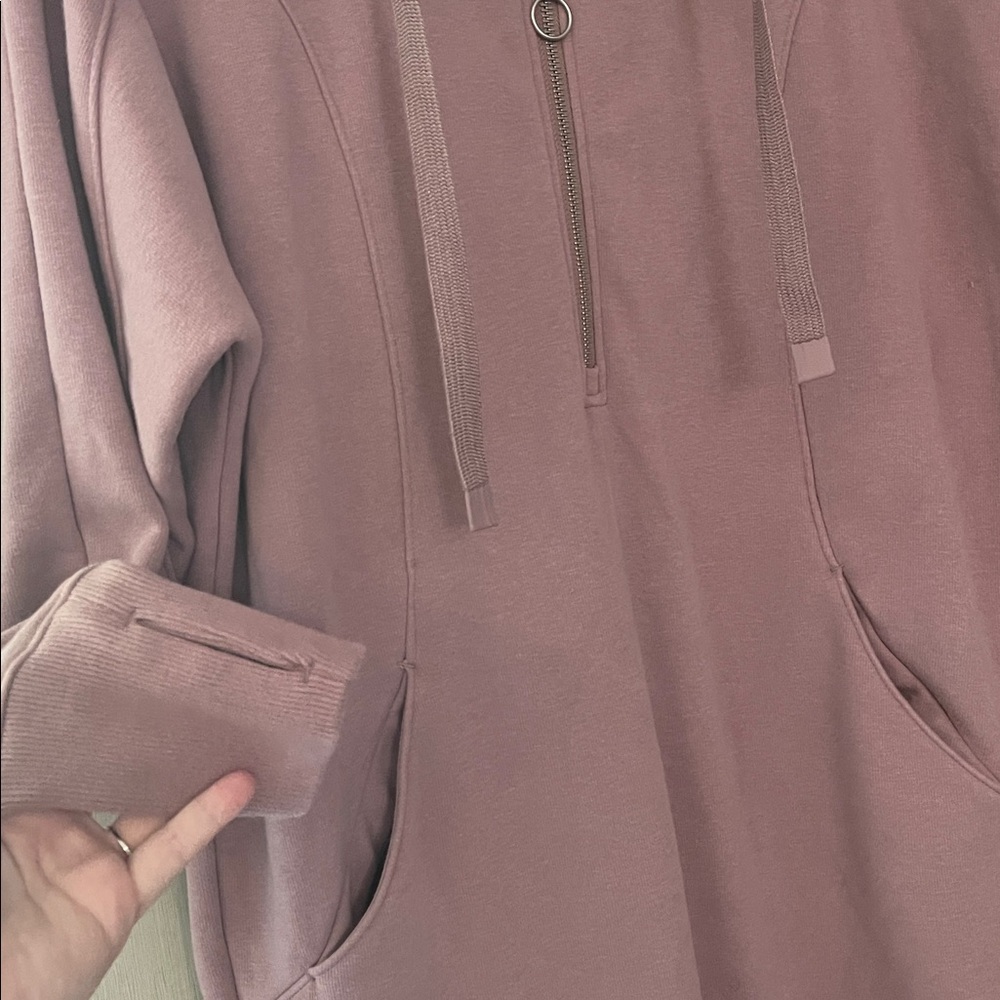 Athleta Cozy Karma 1/4 Zip Sweatshirt Dress mauve medium - Picture 4 of 11